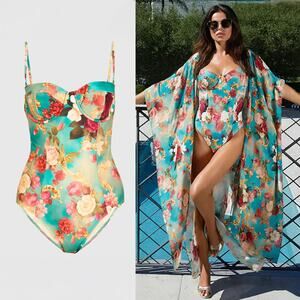 L'AGENCE NWT Amie Roses Underwire One Piece Swimsuit in Multi Size S